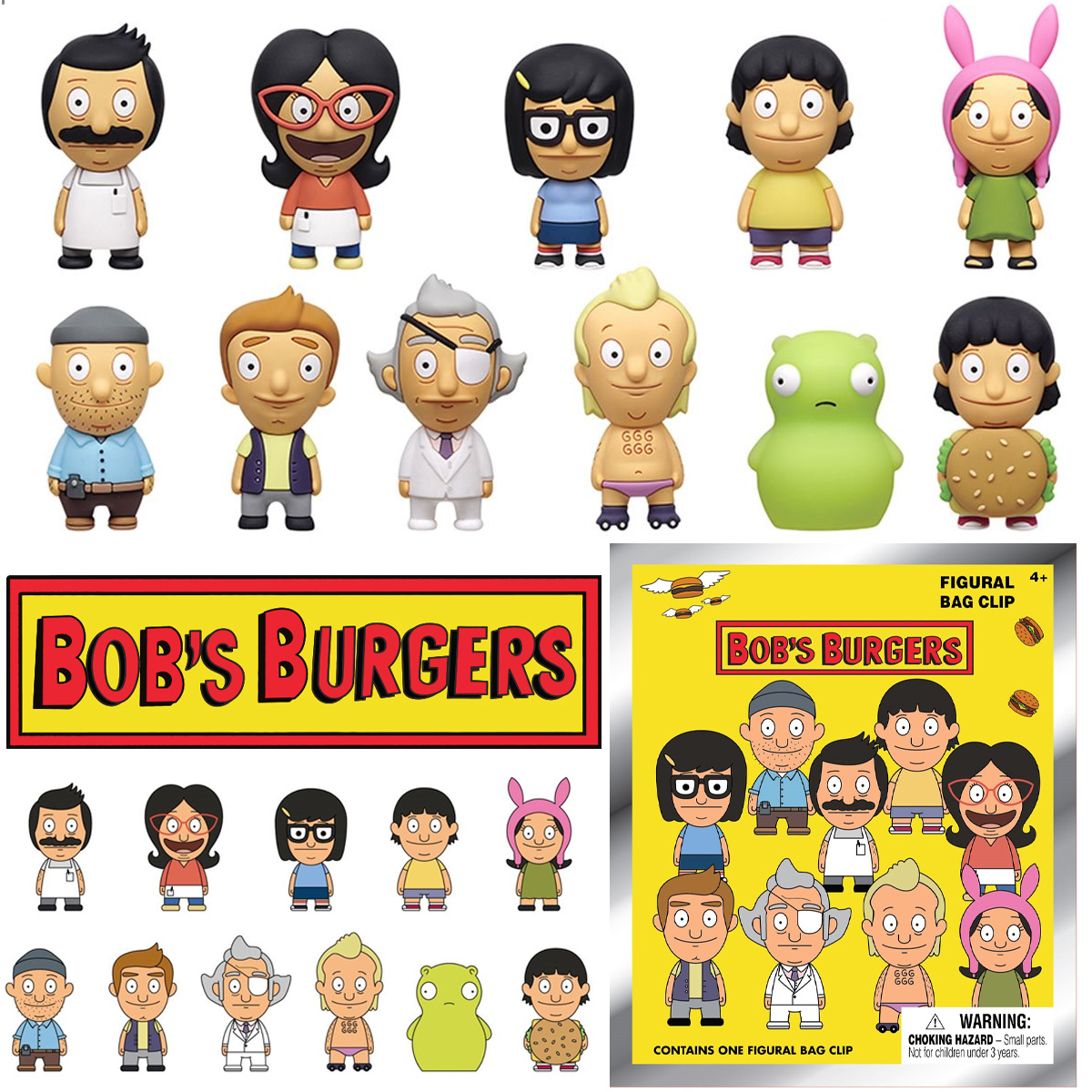 Chaveiros Bob’s Burgers 3D Figural Bag Clips (Blind-Bag)