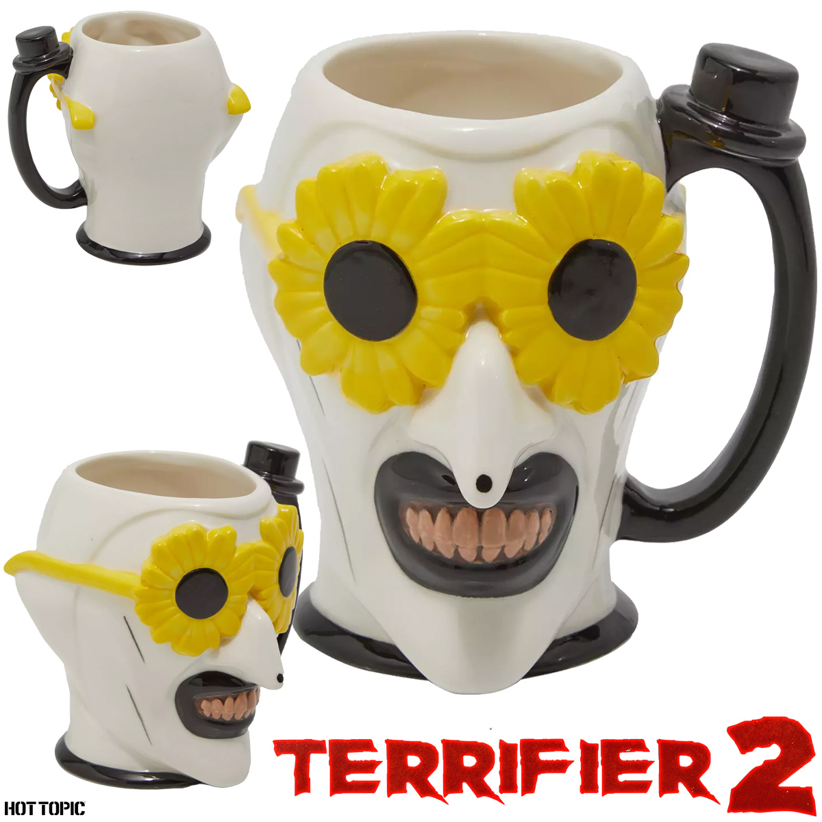 Caneca 3D Palhaço Art the Clown com Óculos de Girassol (Terrifier)