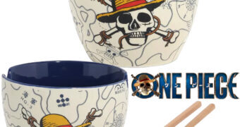 Tigela Ramen One Piece Mapa Náutico com Caveira de Chapéu de Palha