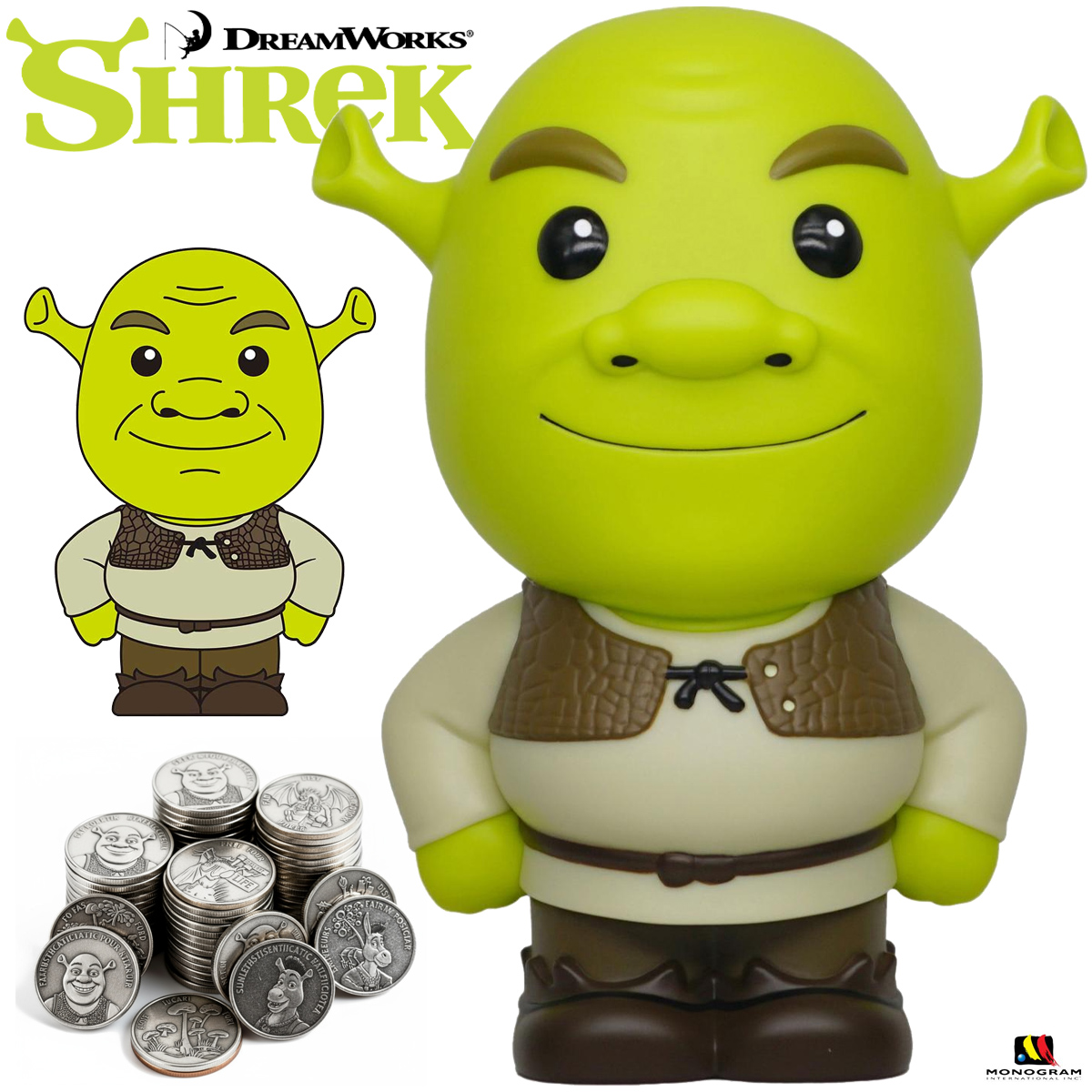 Cofre de Moedas Ogro Shrek PVC Figural Bank
