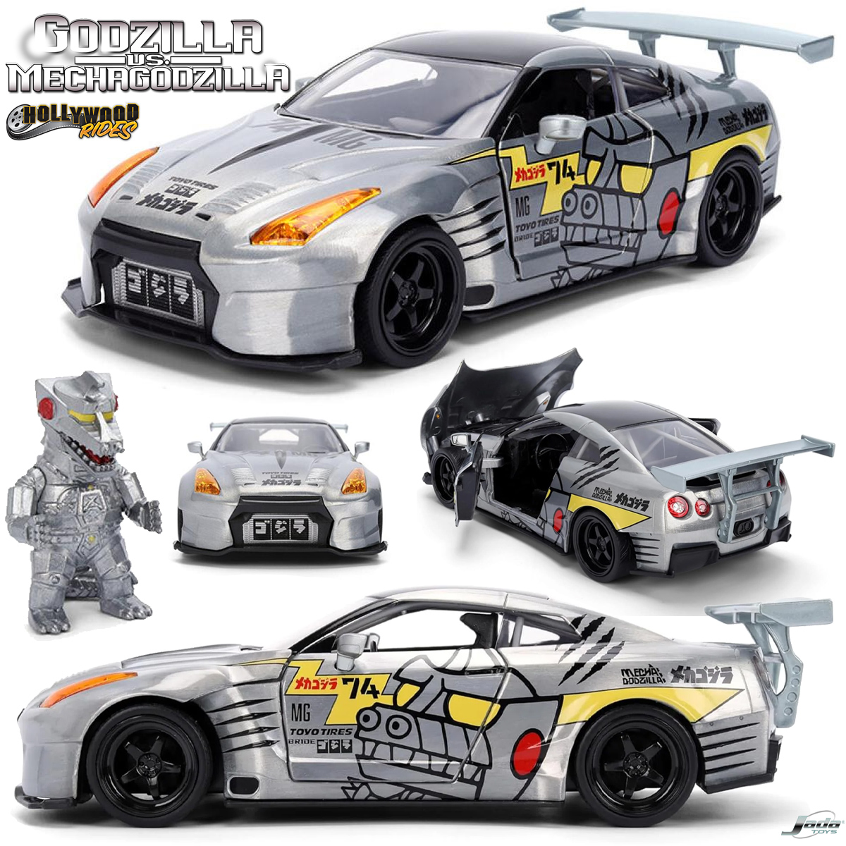 Set Mechagodzilla Hollywood Rides com Nissan GT-R R35 Ben Sopra