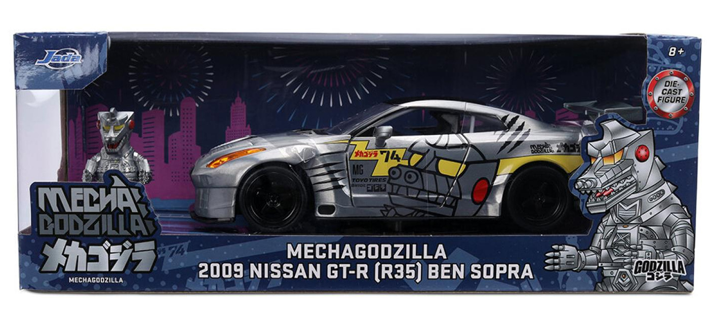 Set Mechagodzilla Hollywood Rides com Nissan GT-R R35 Ben Sopra