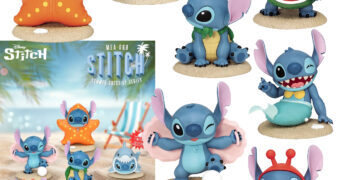 Mini-Figuras Stitch “Summer Dress Up” Mini Egg Attack: Caranguejo, Concha, Sereia, Tubarão e Outros