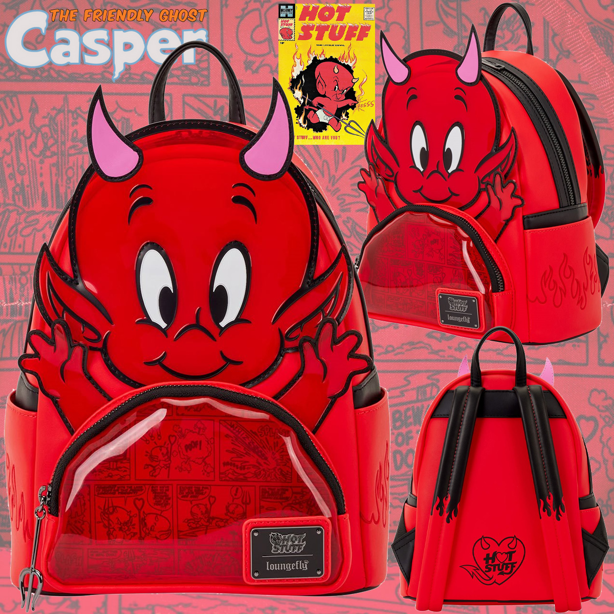 Mini-Mochila Lindinho, o Diabinho (Hot Stuff) de Gasparzinho o Fantasminha Camarada