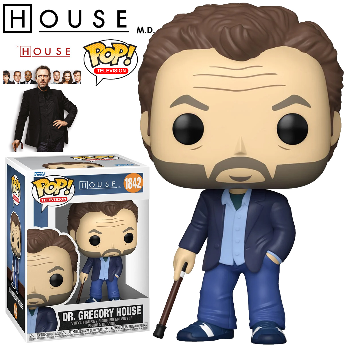 Boneco Pop! Dr. Gregory House (Hugh Laurie) da Série de Televisão House, M.D.