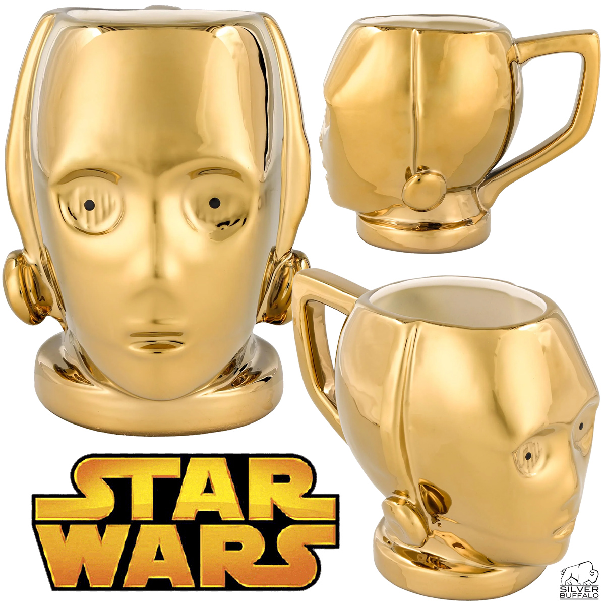 Caneca 3D Metalizada Star Wars C-3PO