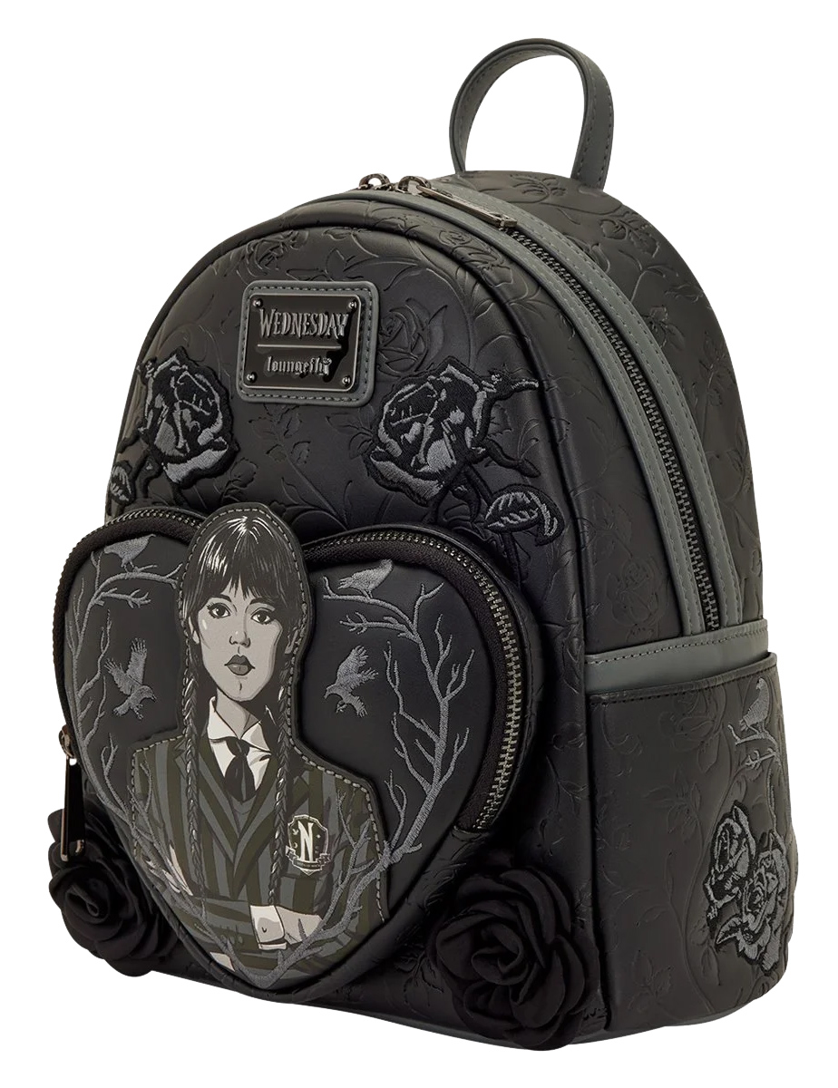 Mini-Mochila Wandinha (Wednesday) Cercada de Rosas Pretas
