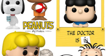 Bonecos Pop! Peanuts: Snoopy & Woodstock, Lucy, Schroeder, Franklin e Chiqueirinho