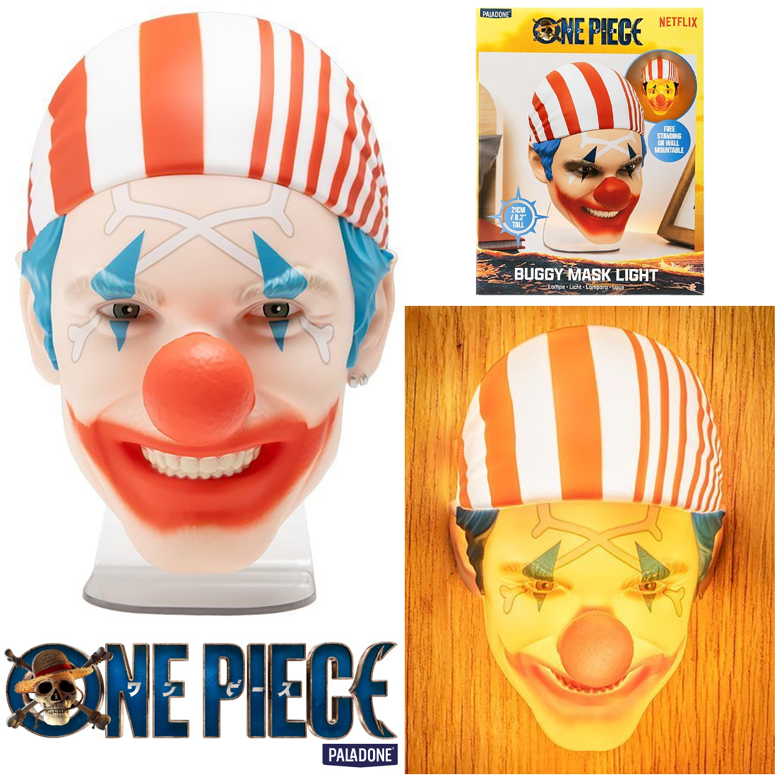 Luminária Buggy, o Palhaço 3D Mask Light de One Piece