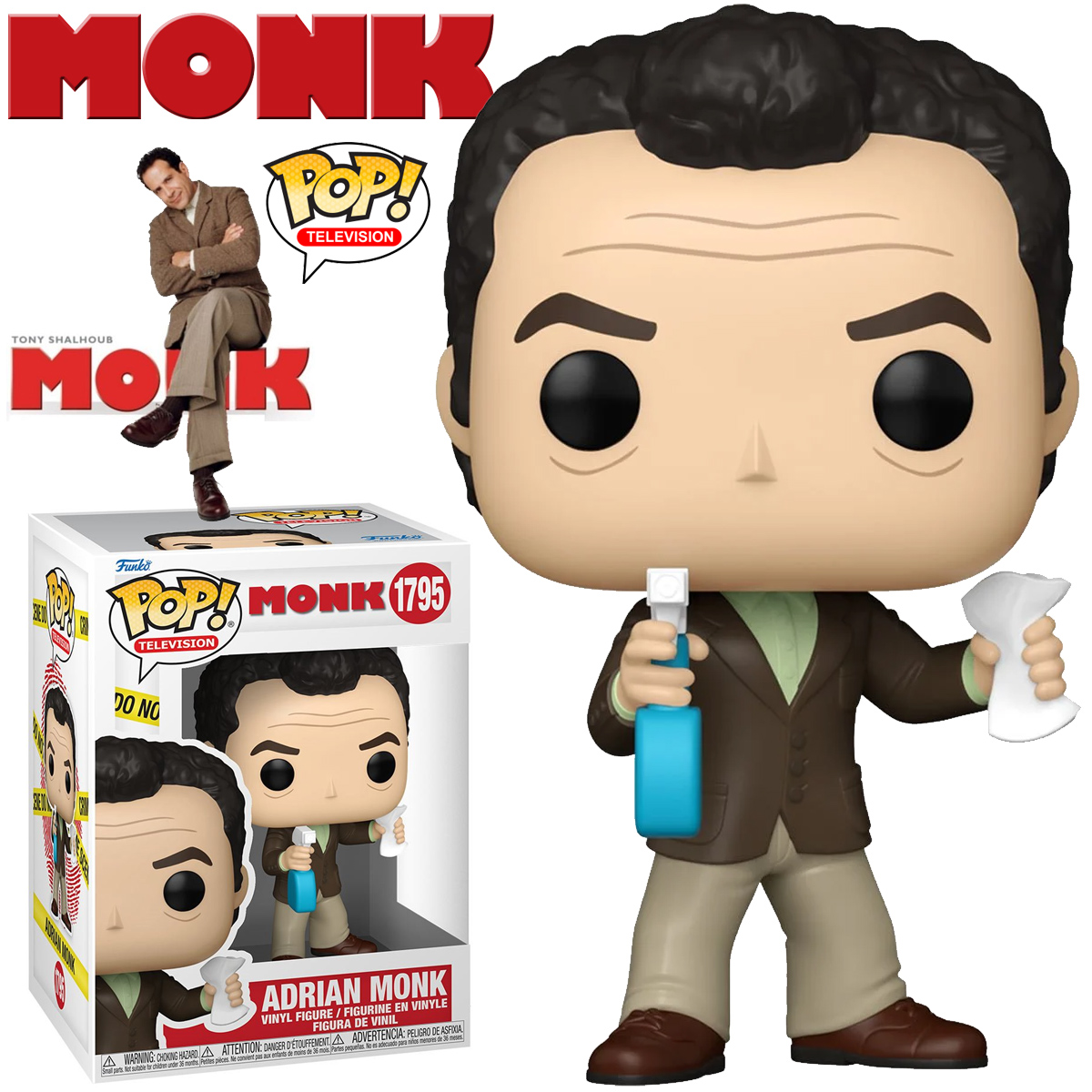 Boneco Pop! Adrian Monk, o Detetive Obsessivo-Compulsivo da Série Monk (Tony Shalhoub)