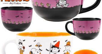 Canecas de Sopa Peanuts Halloween com Snoopy Múmia, Charlie Brown Esqueleto e Lucy Bruxa
