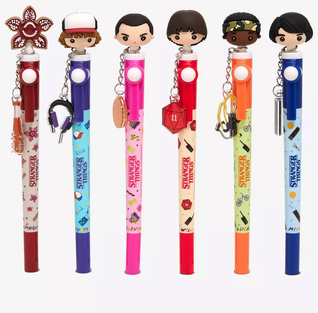 Canetas Stranger Things Spinners com Bonequinhos Giratórios
