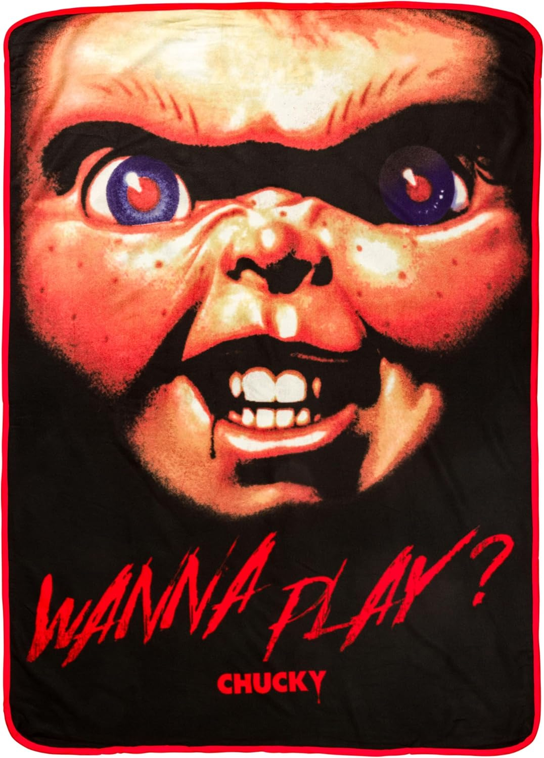 Cobertor de Lance Chucky “Wanna Play?” (Quer Brincar?)