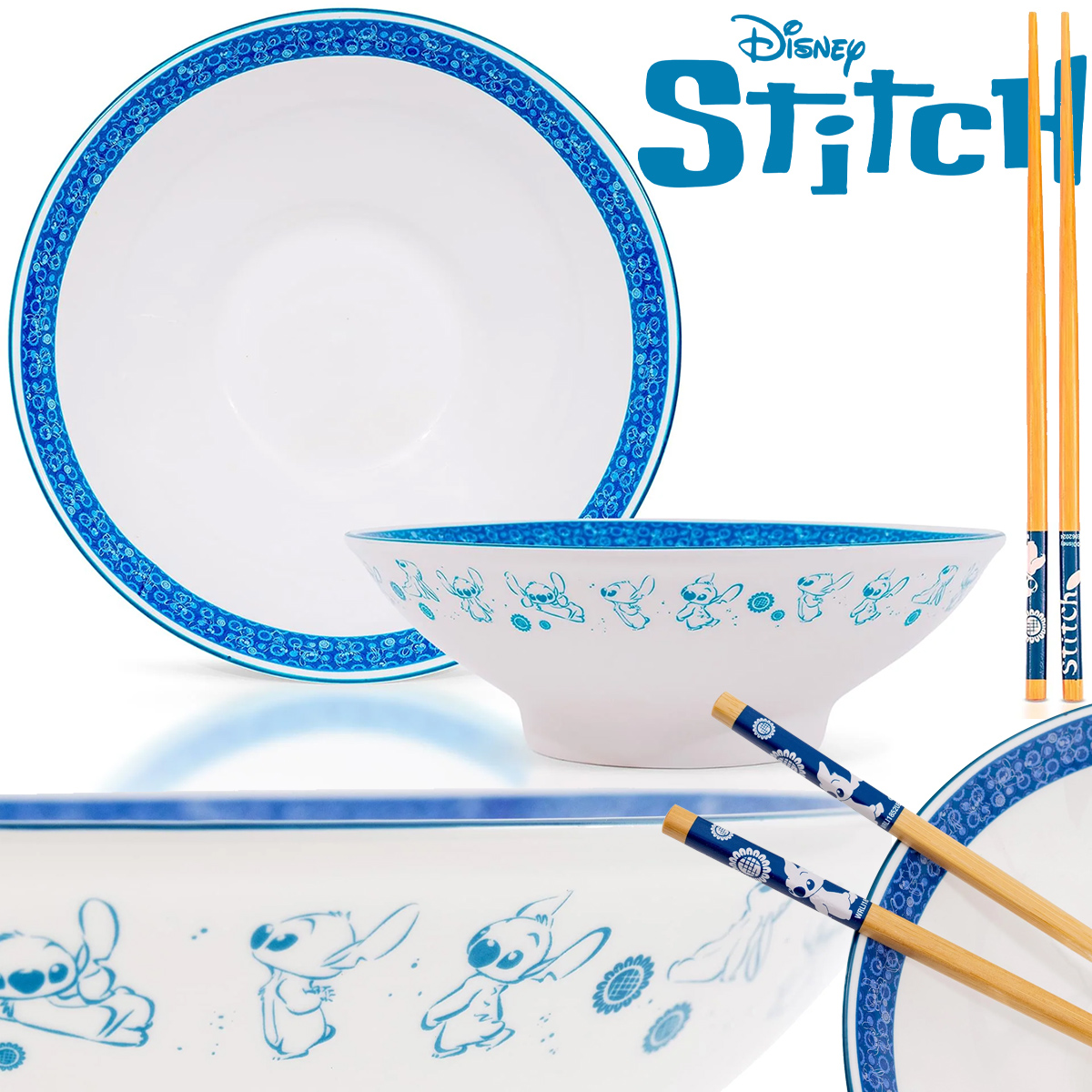 Tigela Donburi Lilo & Stitch com o Experimento 626 (Disney)