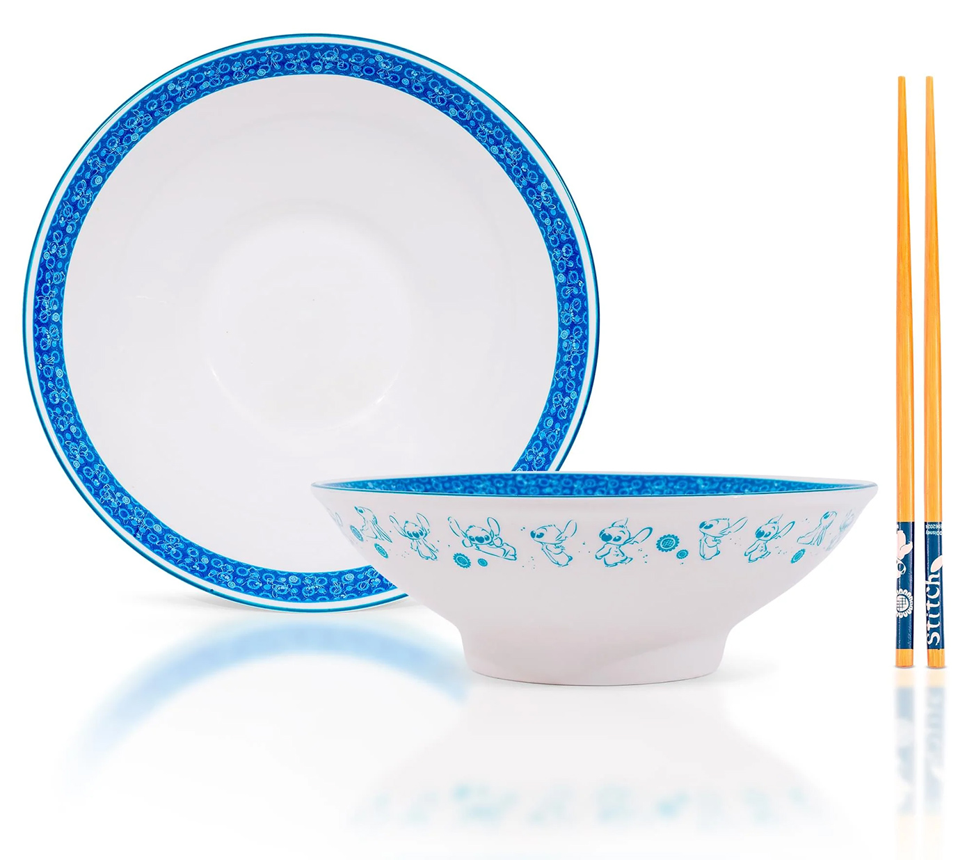 Disney Lilo & Stitch Poses 30-Ounce Ceramic Ramen Bowl and Chopstick Set
