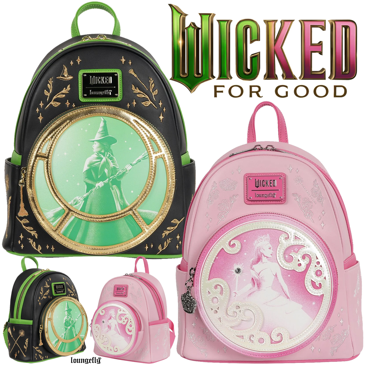 Mini-Mochilas Wicked: Elphaba, a Bruxa Má e Glinda, a Bruxa Boa