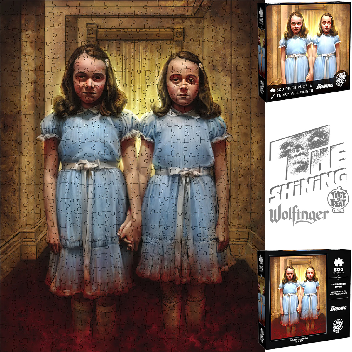 Quebra-Cabeça Gêmeas Grady em O Iluminado com Arte de Terry Wolfinger e 500 peças