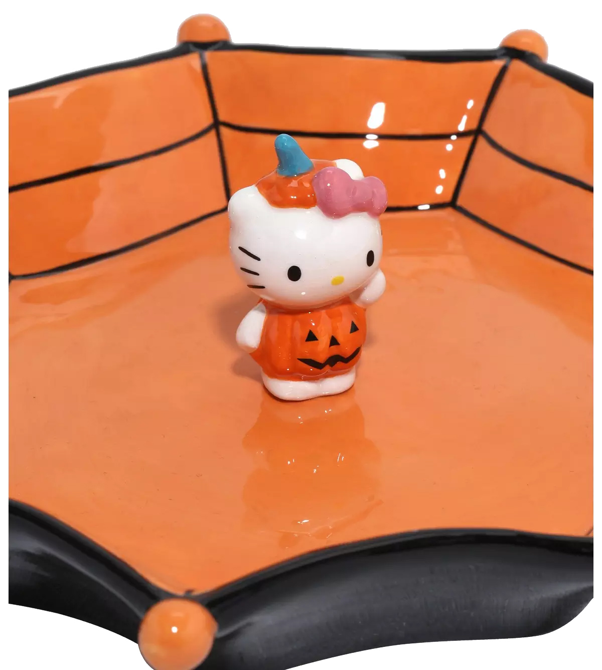Prato Porta-Balas Halloween com a Hello Kitty Fantasiada de Abóbora
