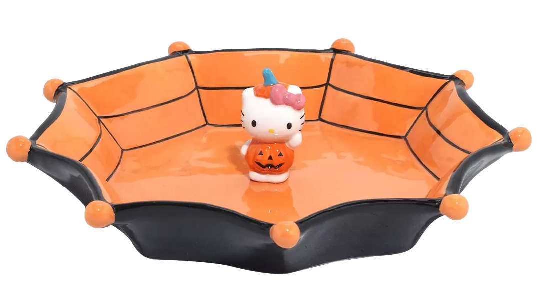 Prato Porta-Balas Halloween com a Hello Kitty Fantasiada de Abóbora