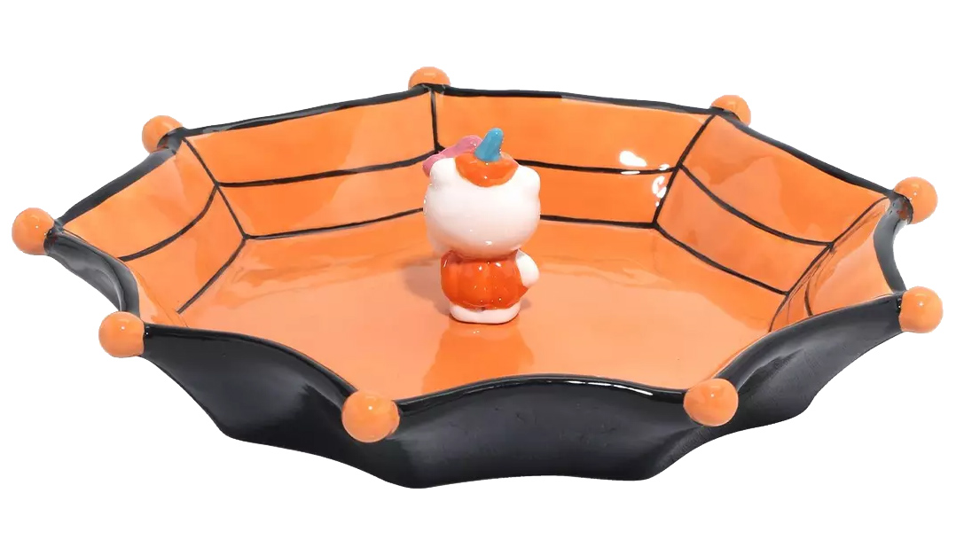 Prato Porta-Balas Halloween com a Hello Kitty Fantasiada de Abóbora