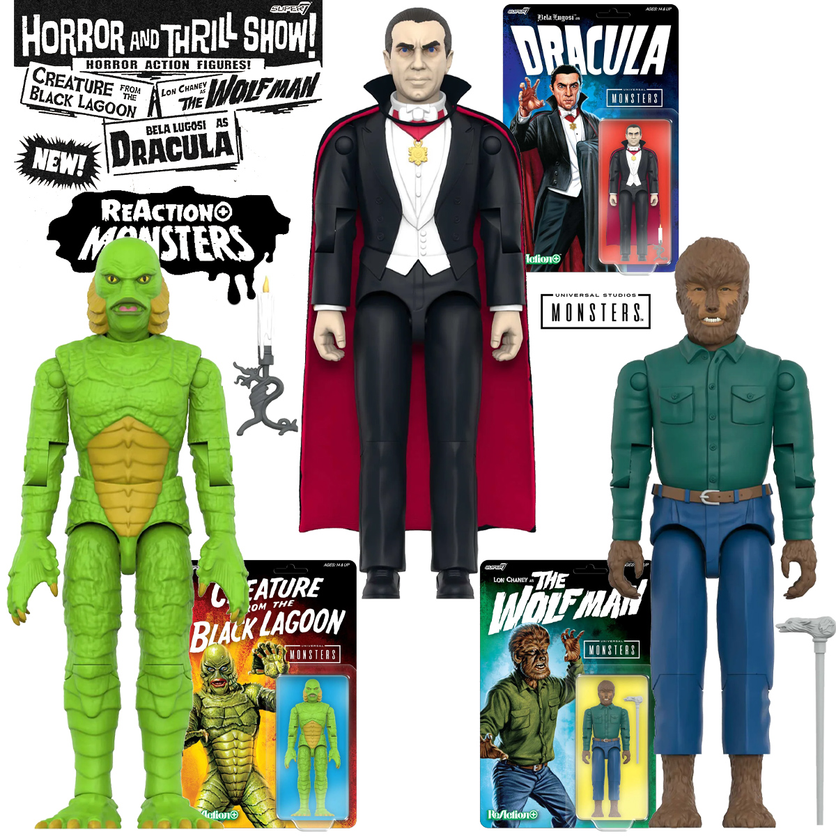Action Figures Monstros da Universal ReAction+