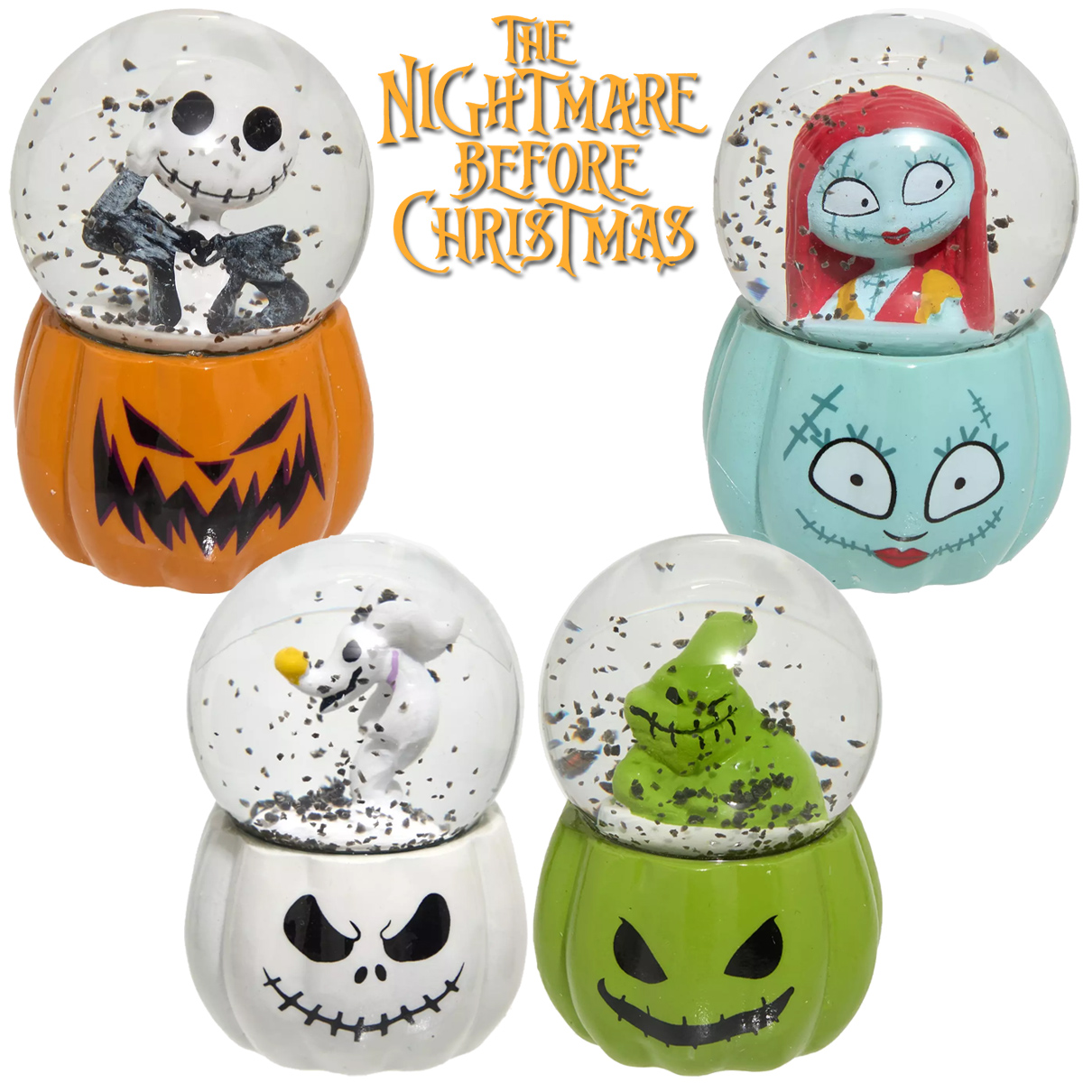 Globos de Neve The Nightmare Before Christmas em Abóboras de Halloween