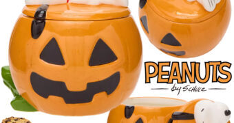 Pote de Cookies Snoopy Dormindo na Abóbora de Halloween