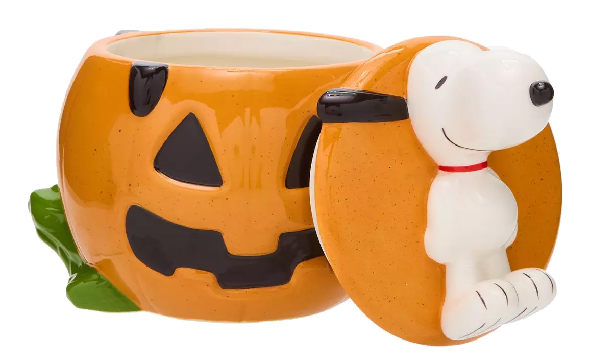 Pote de Cookies Snoopy Dormindo na Abóbora de Halloween