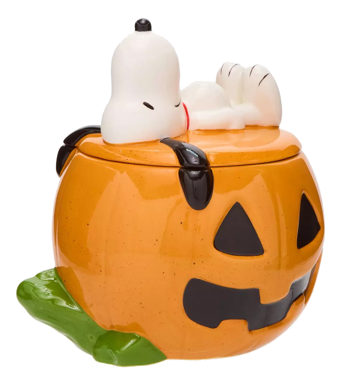 Pote de Cookies Snoopy Dormindo na Abóbora de Halloween