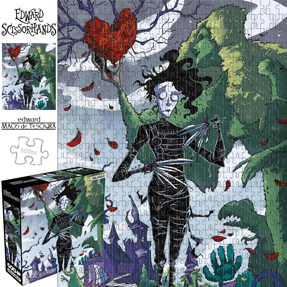 Quebra-Cabeça Edward Mãos de Tesoura de Tim Burton com 500 peças