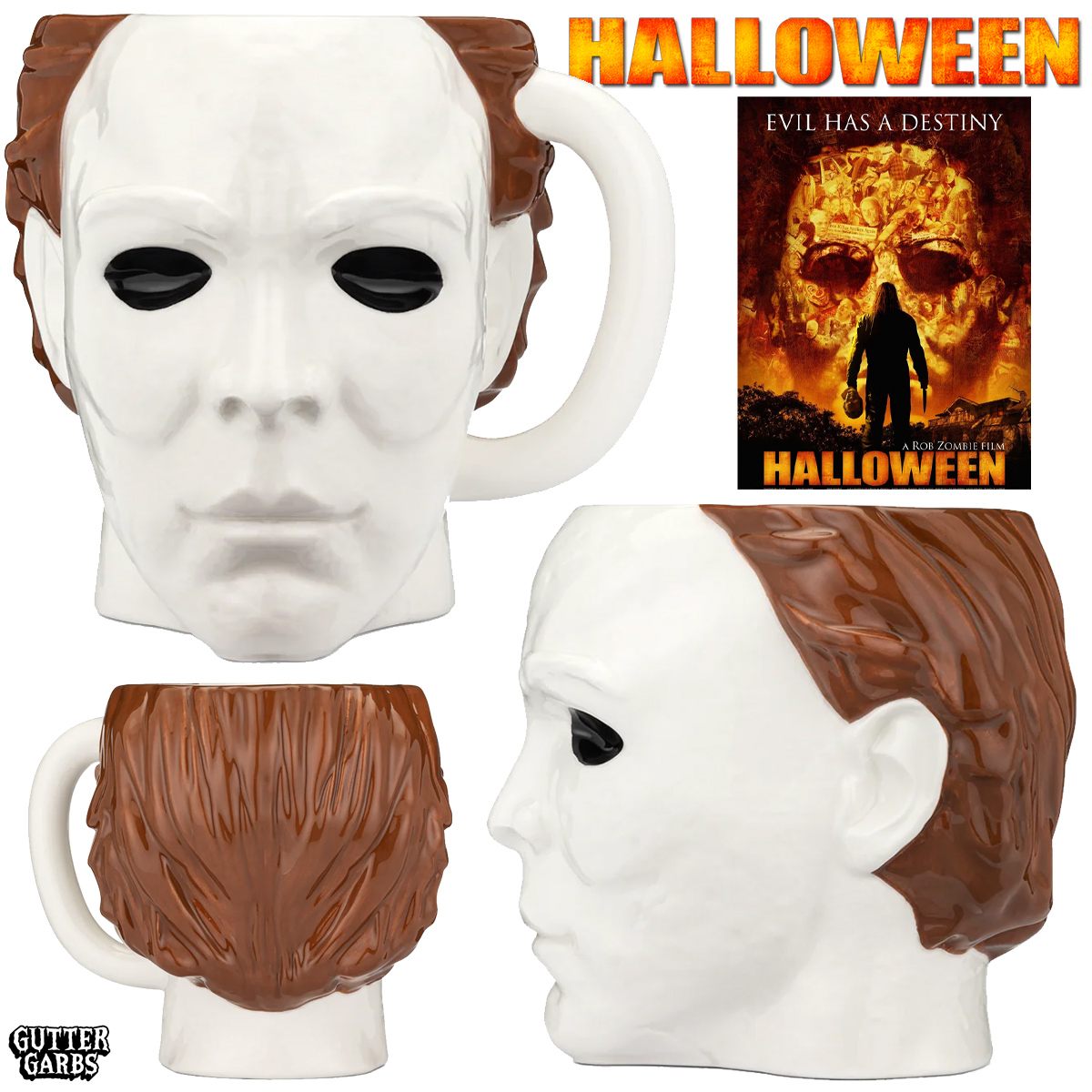 Caneca Michael Myers 3D do Filme Halloween (2007) de Rob Zombie