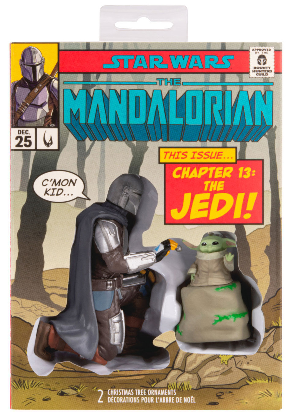 Enfeites de Natal Star Wars Mandalorian com Din Djarin e Grogu