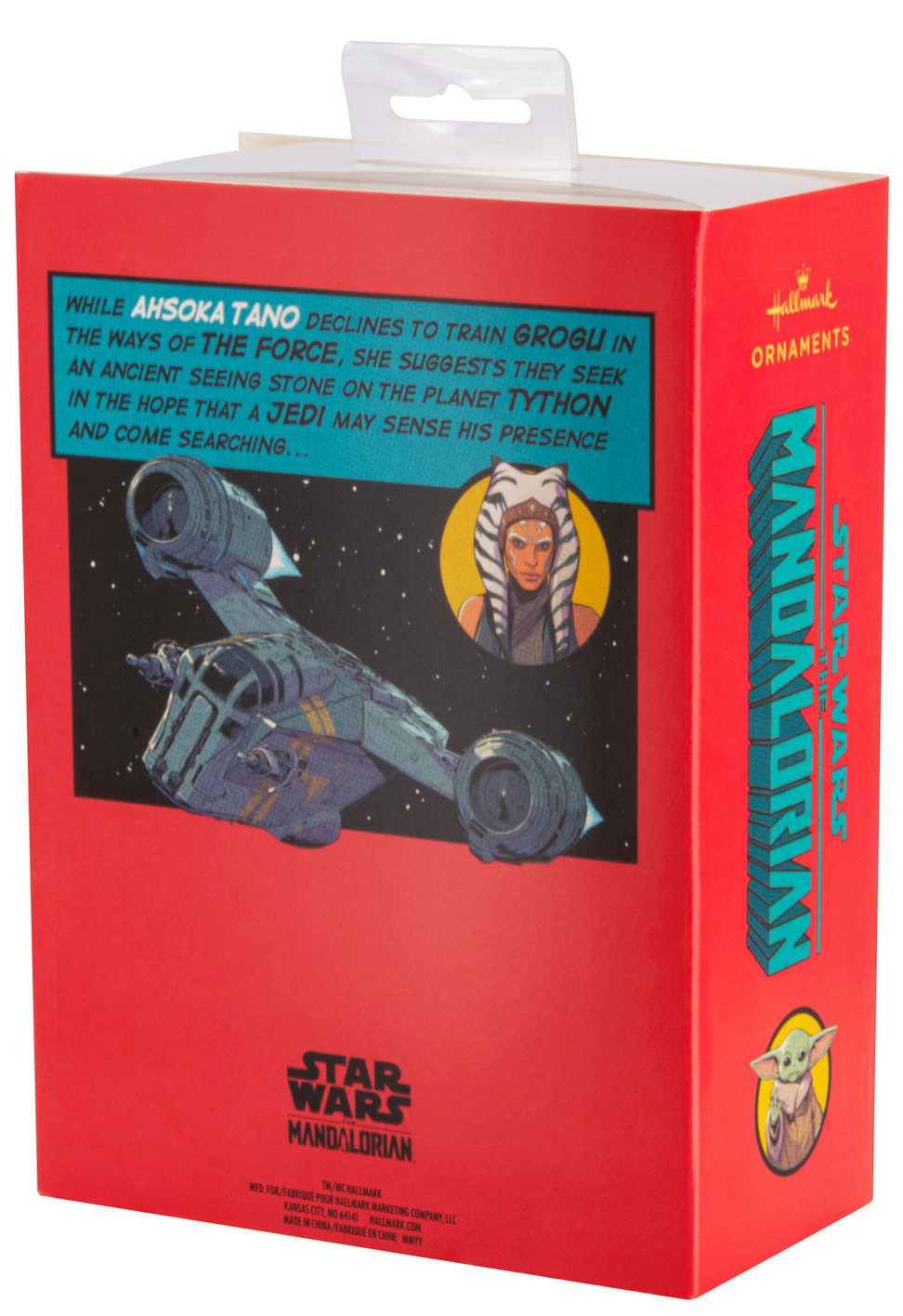 Enfeites de Natal Star Wars Mandalorian com Din Djarin e Grogu