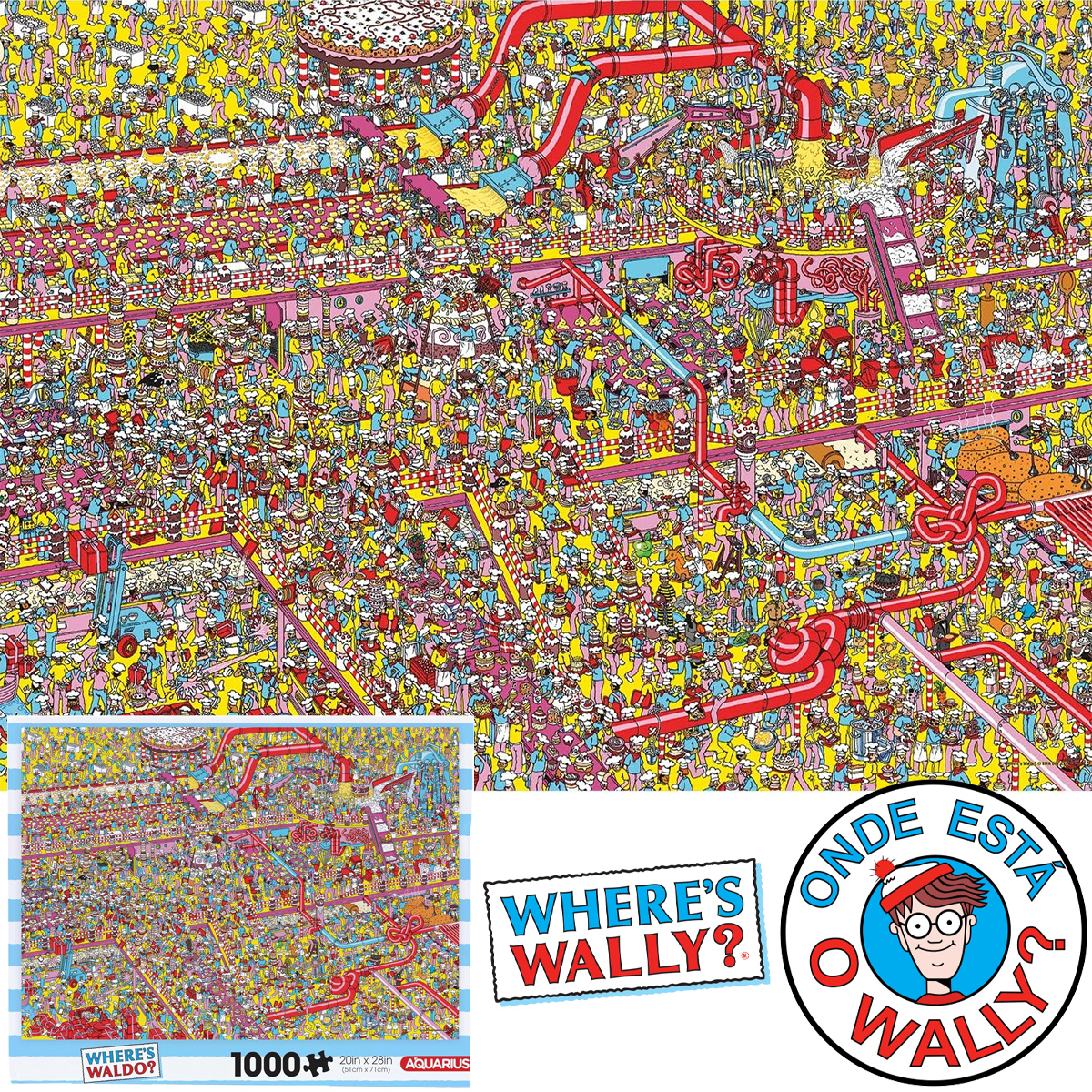 Quebra-Cabeça Onde está Wally? na Fábrica de Bolo com 1.000 peças