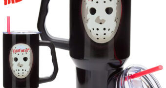 Caneca Térmica Sexta-Feira 13 com Máscara de Hockey de Jason Voorhees (Aço Inoxidável)