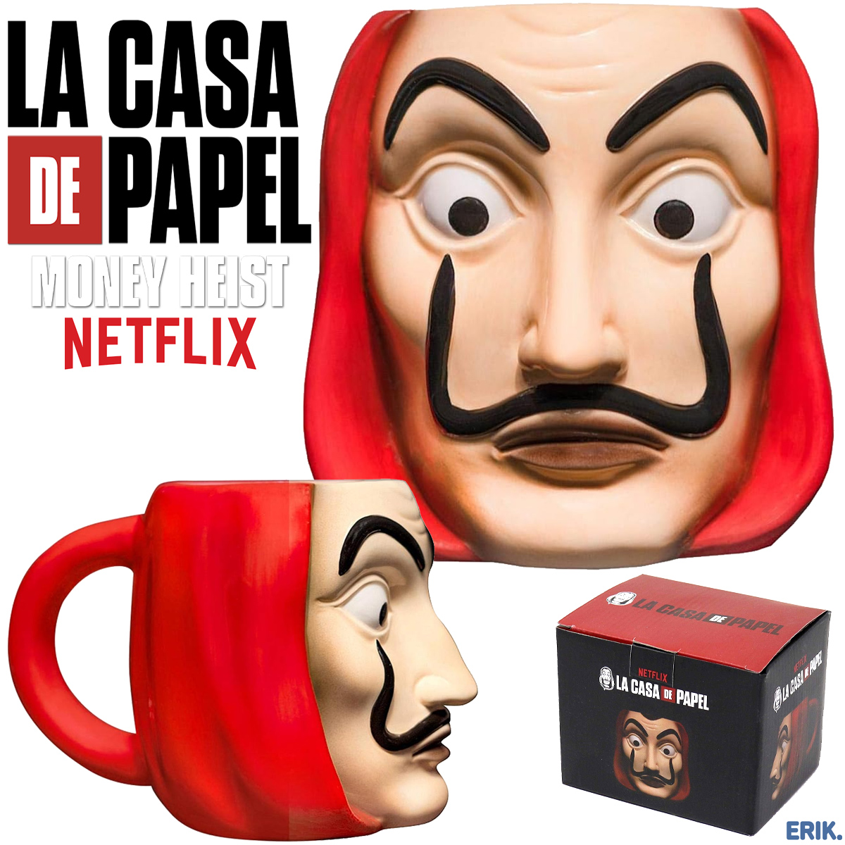 Caneca 3D Máscara Dalí da Série La Casa de Papel