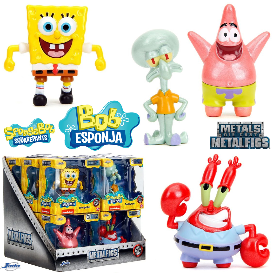 Mini-Figuras Bob Esponja Calça Quadrada MetalFigs de Metal Fundido