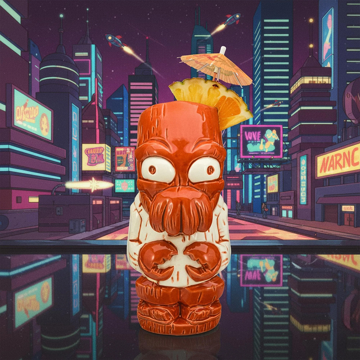 Canecas Futurama Geeki Tikis com Bender, Dr. Zoidberg e Nibbler