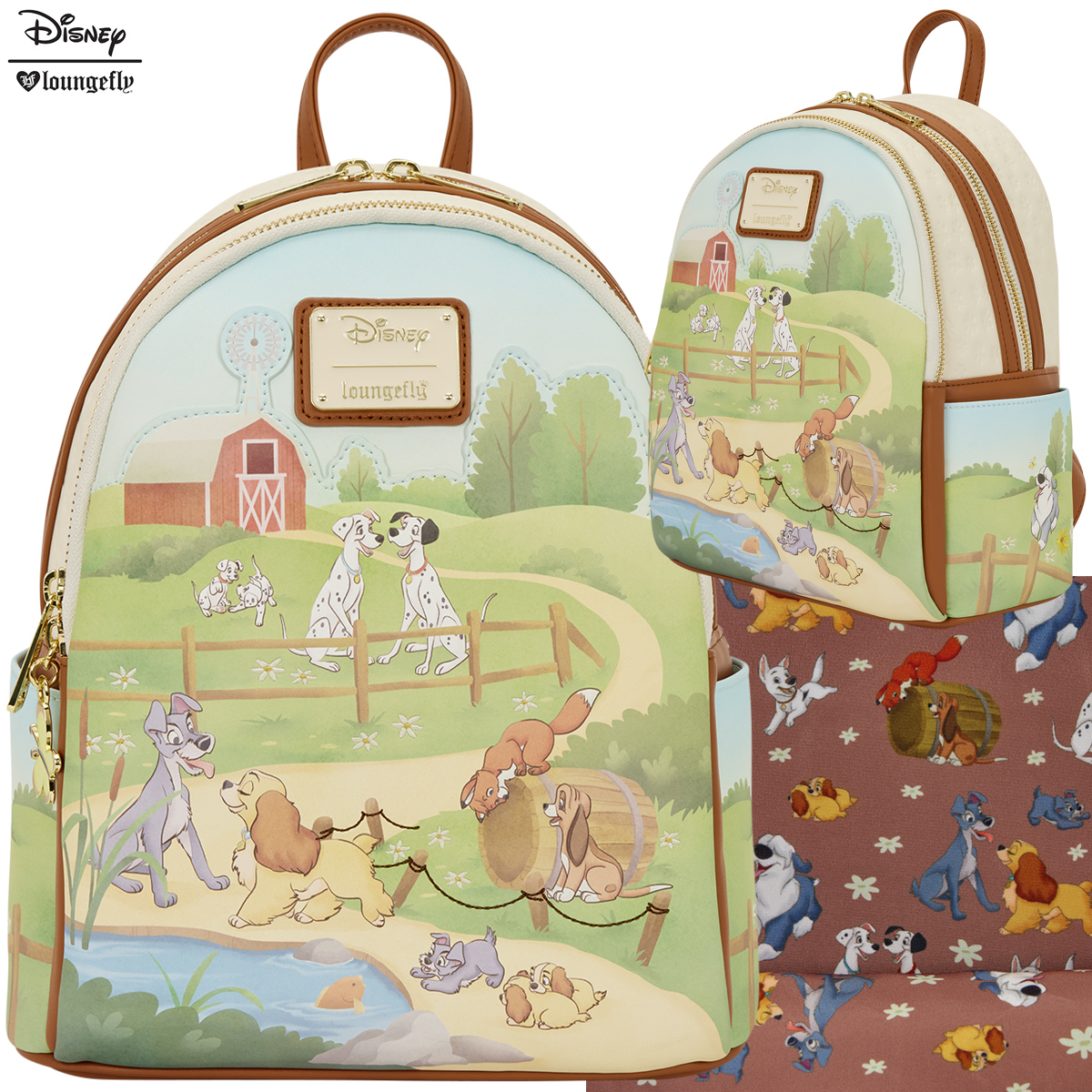 Mini-Mochila Cachorros Disney na Fazenda (Loungefly)