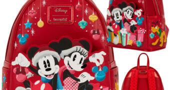 Mini-Mochila Mickey & Minnie com Presentes e Enfeites de Natal (Loungefly)