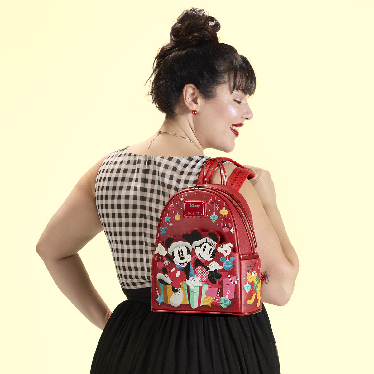 Mini-Mochila Mickey & Minnie com Presentes e Enfeites de Natal (Loungefly)