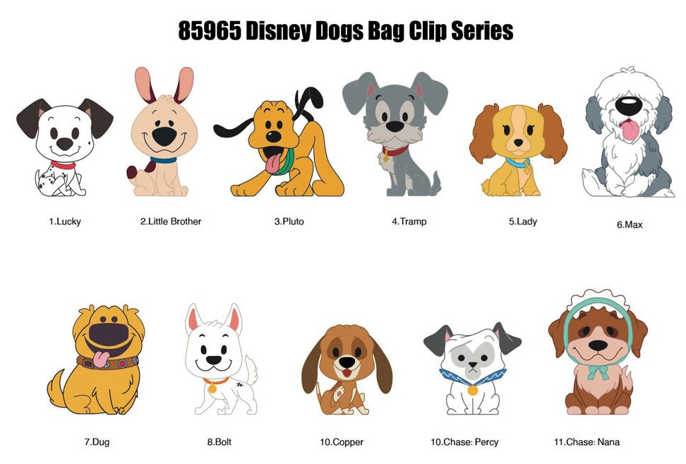 Chaveiros Cachorros Disney 3D Figural Bag Clips