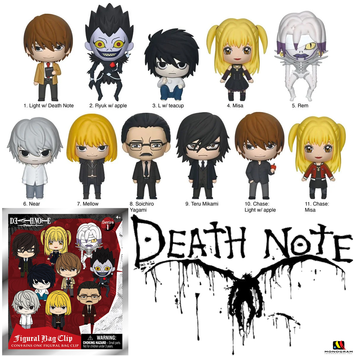 Chaveiros Death Note 3D Figural Bag Clips (Blind-Bag)