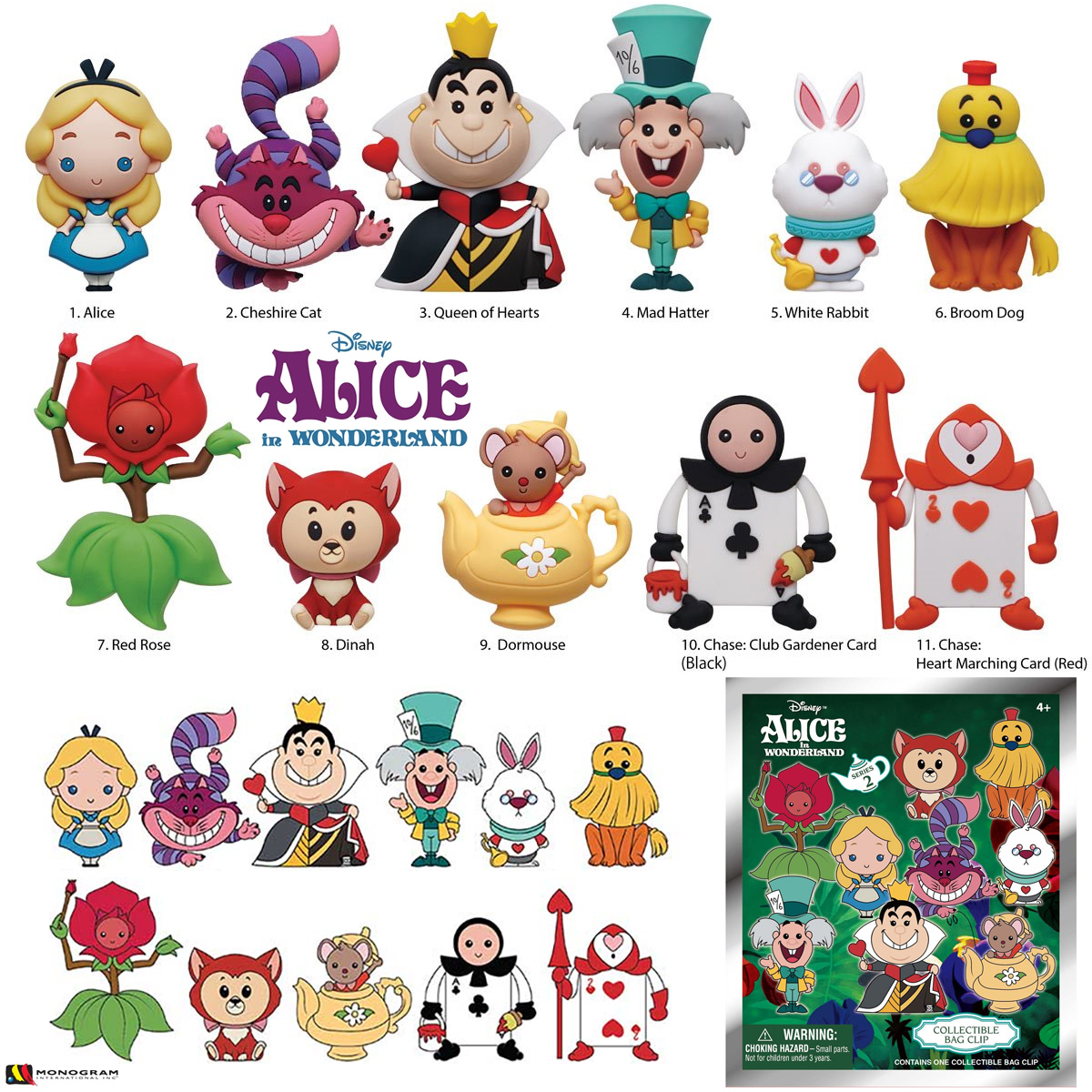 Chaveiros Alice no País das Maravilhas 3D Figural Bag Clips (Blind-Bag)