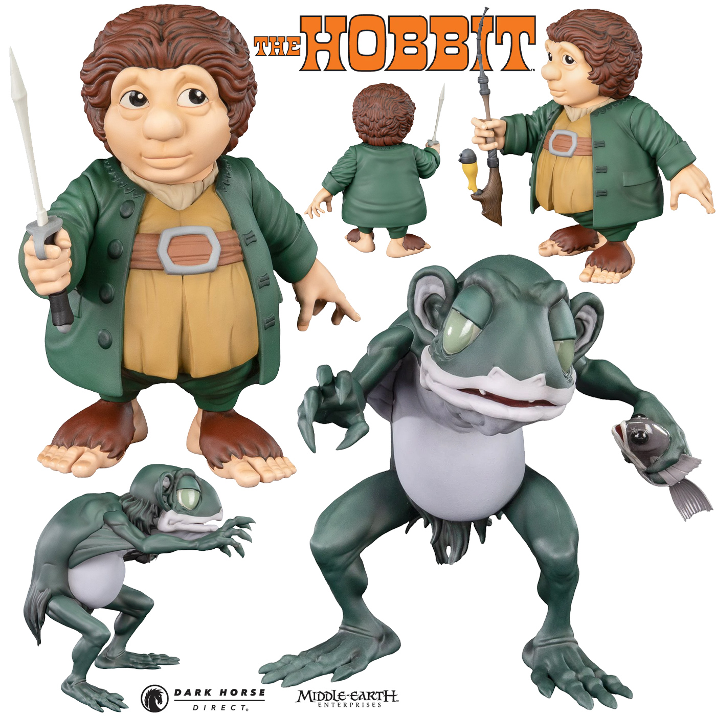 Bonecos Bilbo Bolseiro e Gollum do Filme Animado The Hobbit