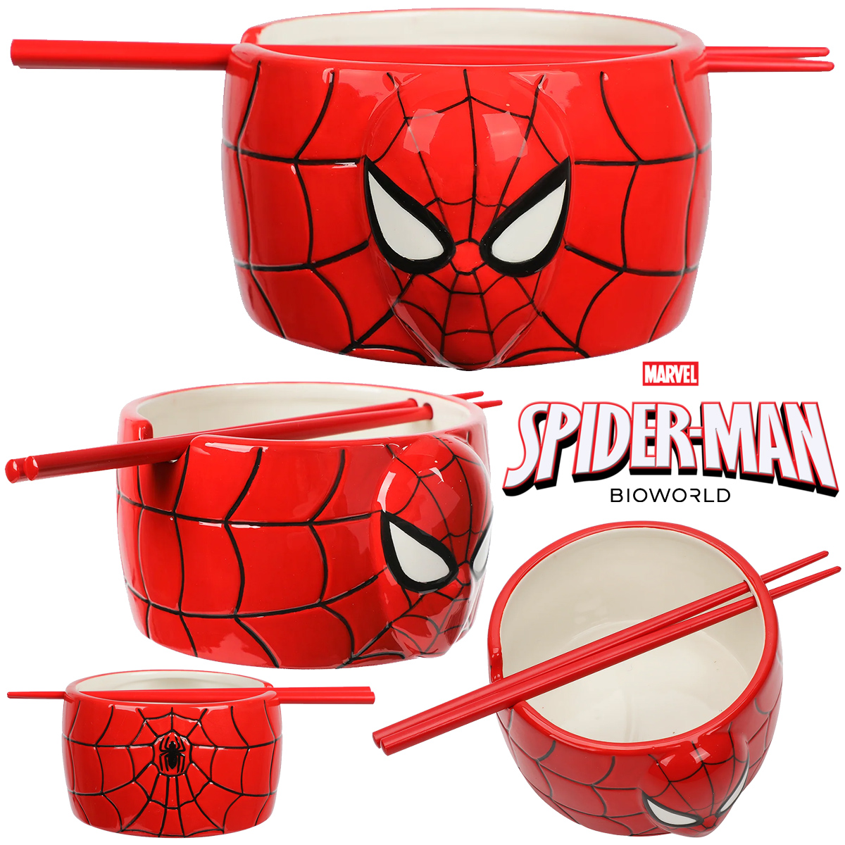Tigela Ramen Homem-Aranha com Máscara 3D
