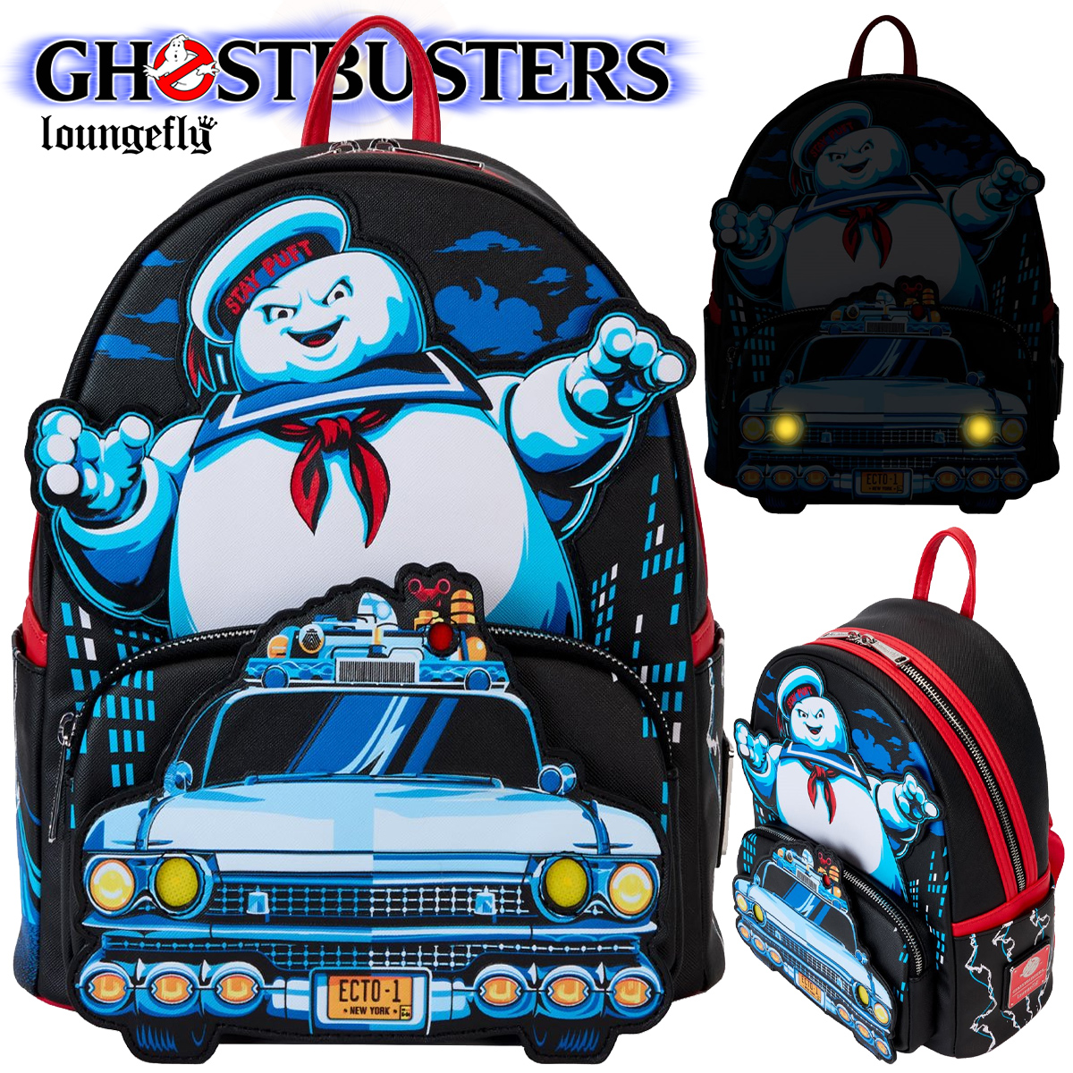 Mini-Mochila Caça-Fantasmas: Ecto-1 Perseguido pelo Monstro de Marshmallow