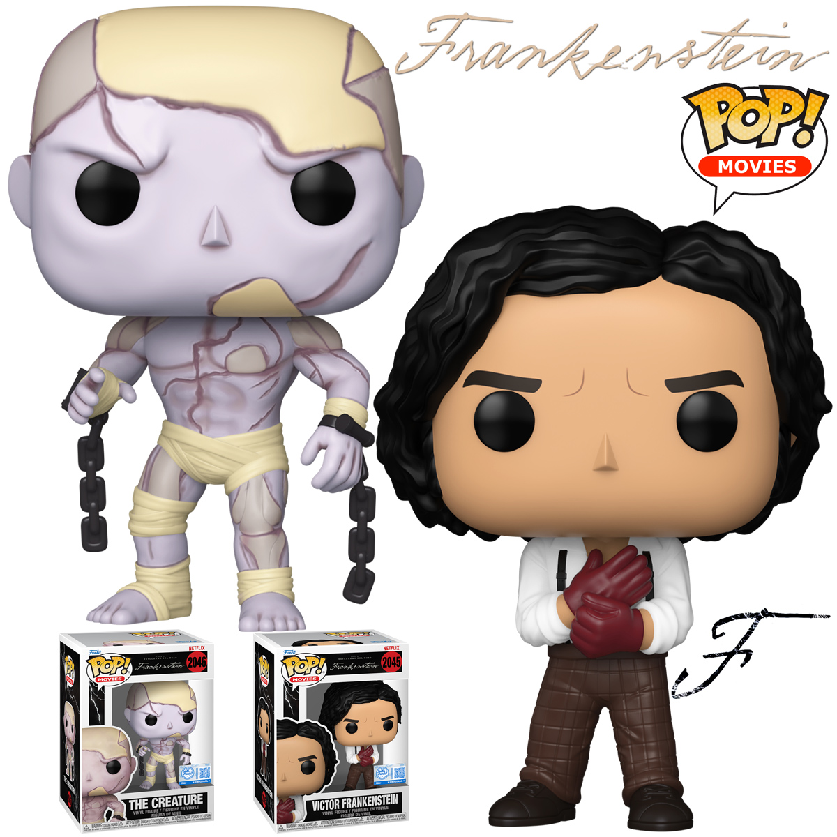 Bonecos Pop! do Filme Frankenstein de Guillermo Del Toro (Netflix)