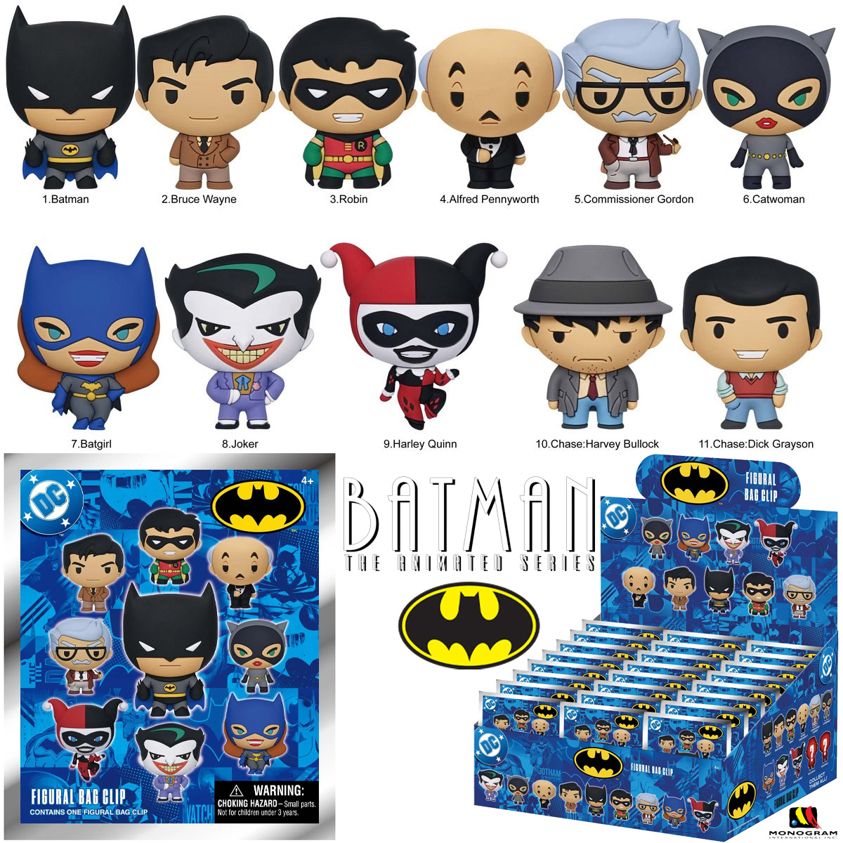 Chaveiros Batman: A Série Animada 3D Figural Bag Clips (Blind-Bag)