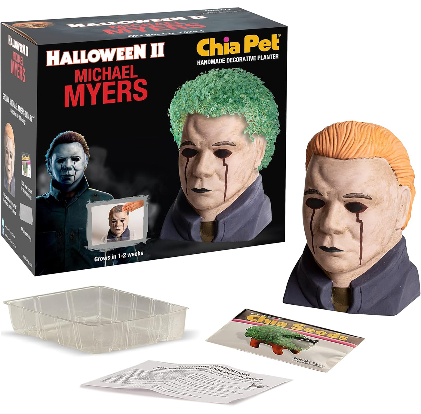 Plantadores Chia Pet Jason Vorhees e Michael Myers com Cabeleiras de Grama